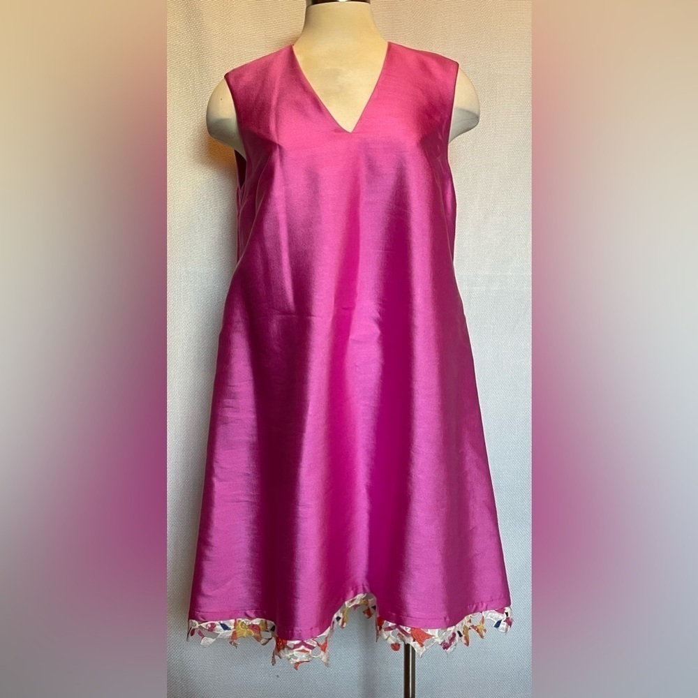 Abbey Glass pink sleeveless dress with crochet hem